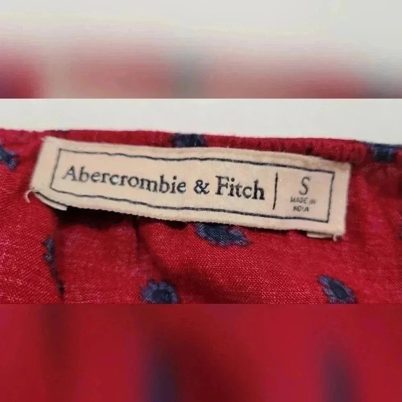 VTG Y2K Abercrombie Fitch Boho Top Cold Shoulder Red Floral Gypsy Size S - Picture 11 of 13